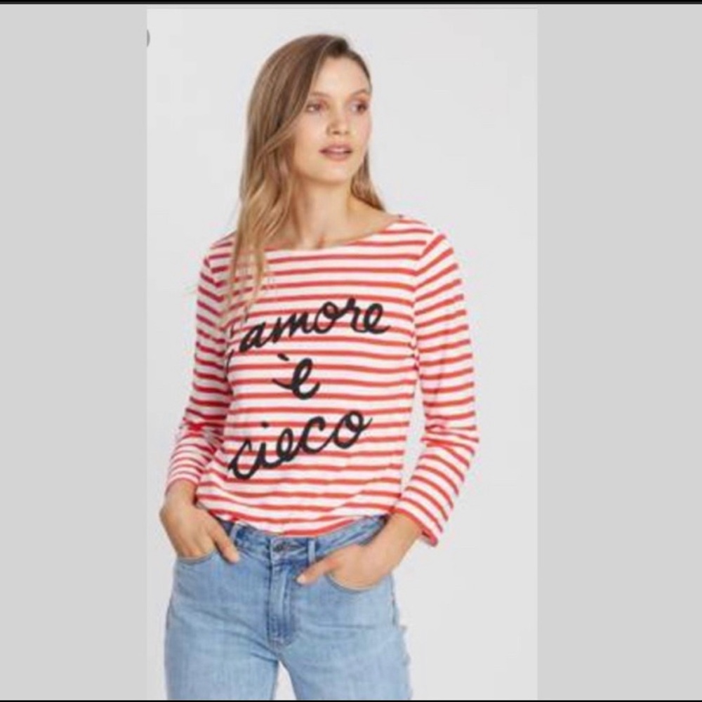 J.Crew “L’amore é Cieco” boatneck Striped T Shirt